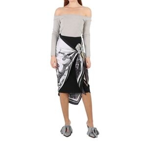 Burberry Cashmere Top Off The Shoulder Body Suit With Monkey Scarf New/tags L